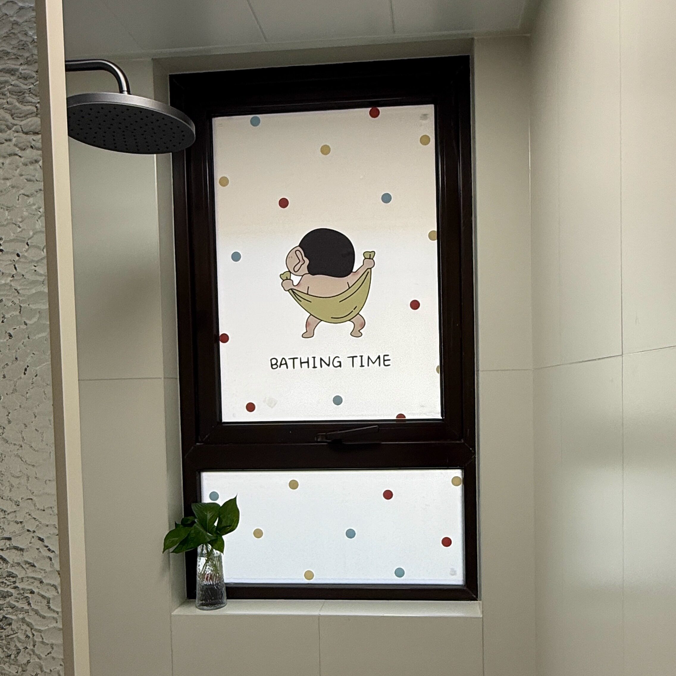 南墙壁纸蜡笔小新卫生间专用磨砂玻璃贴膜厕所加厚防窥静电保护膜