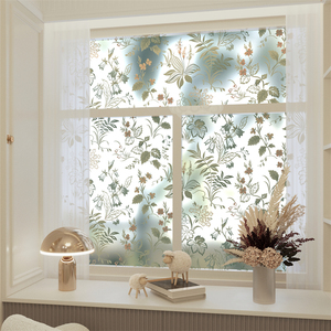 玻璃窗户贴膜法式花卉窗台飘窗落地窗门窗防窥装饰布置透光不透人
