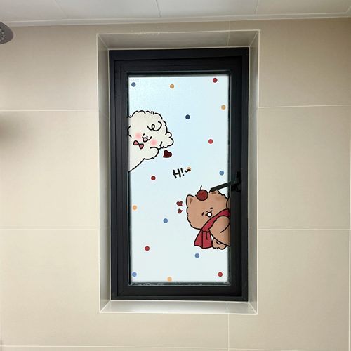 南墙壁纸卡通磨砂玻璃贴膜