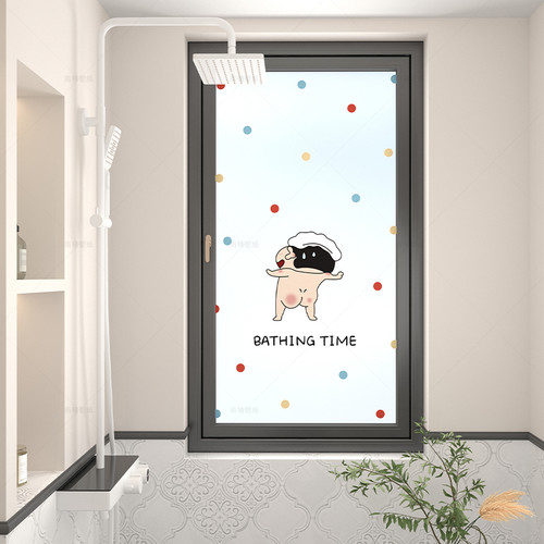 卡通可爱卫生间磨砂玻璃贴膜