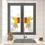 星星人节日喜庆祝福语装饰静电贴纸厨房玻璃窗透光不透人玻璃贴膜