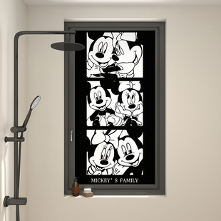 卡通动漫米奇卫生间玻璃窗户贴纸静电浴室厕所门窗贴画高级感贴膜