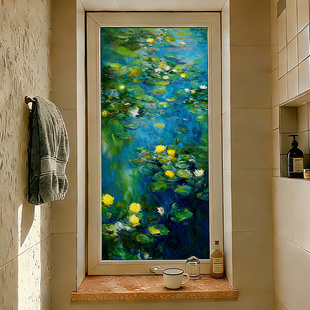 2026新款油画高级感玻璃窗防窥膜淋浴房厨房窗户防走光加厚静电贴