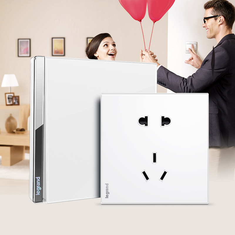 罗格朗开关插座面板逸远素月白五孔墙壁插座三孔16a空调usb家用插,电子/电工,开关插座套装,淘宝优惠券,粉丝福利购,淘宝优惠卷