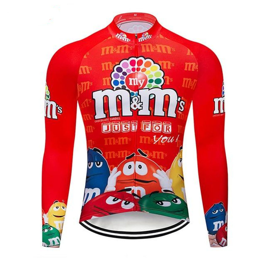 M豆骑行服春秋薄长袖卡通男山地车服装自行车上衣公路车骑行装备