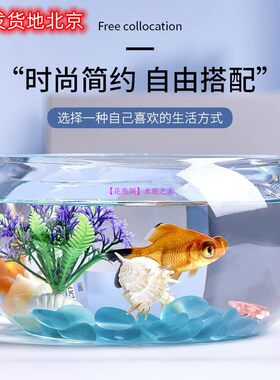 小型迷你玻璃金鱼缸扁形花边