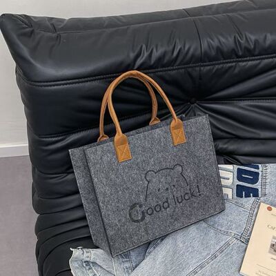 ins风手提包大容量敞口托特包时尚百搭毛毡包购物袋可定制logo