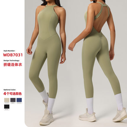 7A抗菌新一体连体衣欧美辣妹女高弹紧身瑜伽连体服跑步健身普拉提
