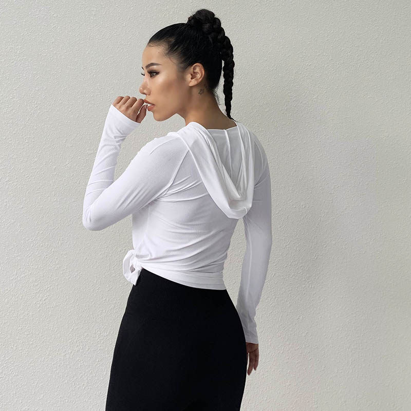 运动上衣女长袖修身跑步速干透气瑜伽服连帽专业训练健身罩衫白色,运动服/休闲服装,运动T恤,淘宝优惠券,粉丝福利购,淘宝优惠卷