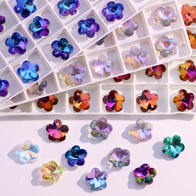 梅花单孔花朵吊坠玻璃服装辅料diy项链饰品配件水晶钻厂家