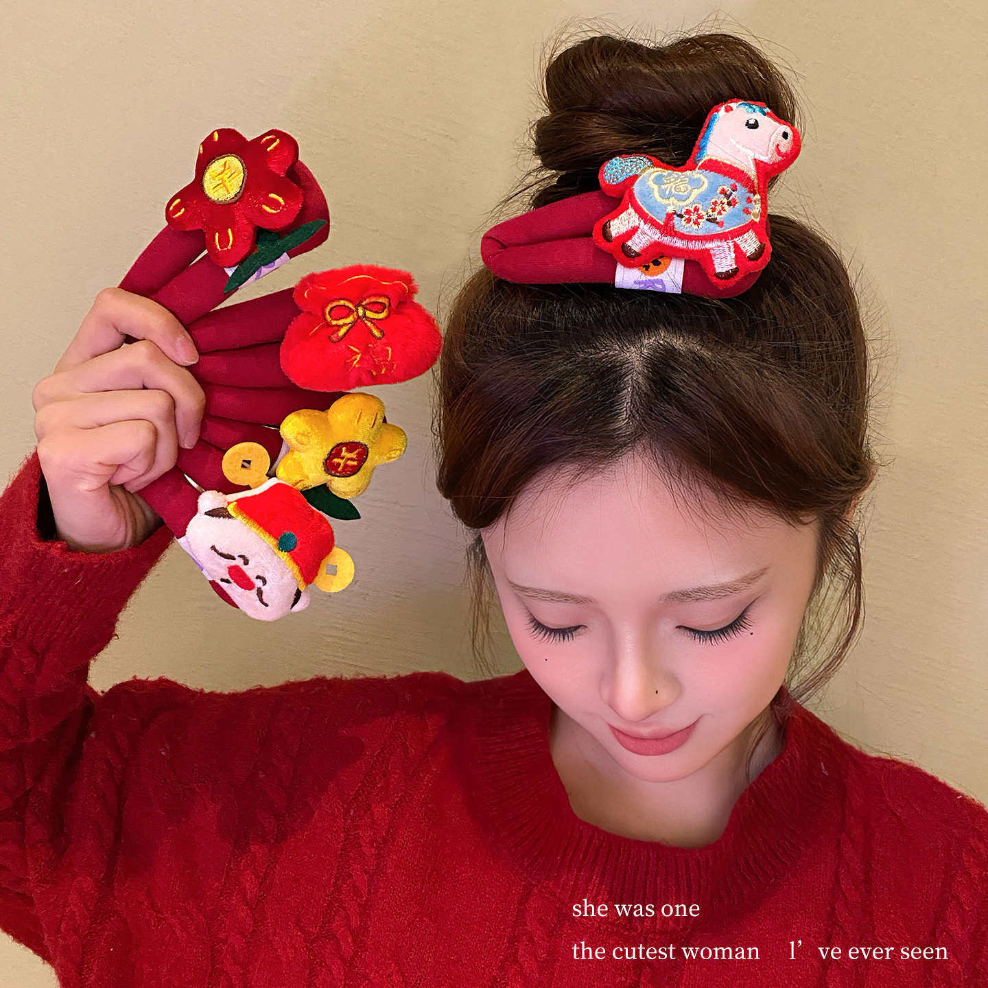 2026马年红色前额刘海夹花朵发夹女新年氛围感边夹bb夹拜年头饰,饰品/流行首饰/时尚饰品新,民族风发饰,淘宝优惠券,粉丝福利购,淘宝优惠卷