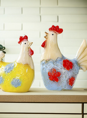创意陶瓷马家居装饰桌面礼物简约可爱动物鸡客厅电视柜玄关摆件