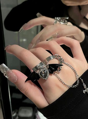 甜酷恶魔链条流苏戒指ins设计感闺蜜学生亚比配饰