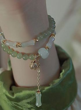 新中式竹节串珠手链复古设计纯手工古风闺蜜生日礼物手链