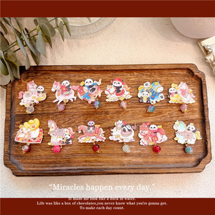 马年装饰别针珍珠吊坠胸针一马平川徽章送孩子朋友伴手礼节日祝福