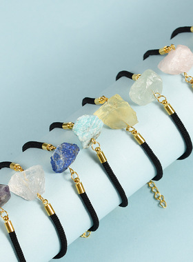 亚马逊新款热销天然水晶混合原石编绳手链女士手工制作粉晶手串