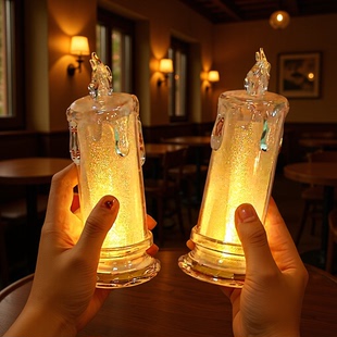 透明流泪蜡烛灯蜡烛床头氛围灯LED不插电仿真小夜灯仿真蜡烛灯