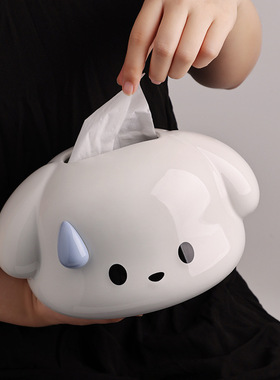 无语小狗创意桌面纸巾盒可爱风家居装饰抽纸盒陶瓷纸巾盒摆件