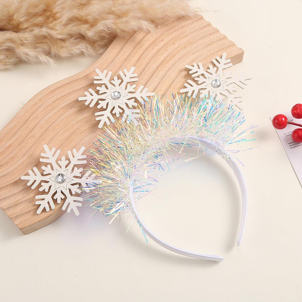 跨境儿童白色雪花亮片新年发箍圣诞节日舞台表演道具派对装扮头饰