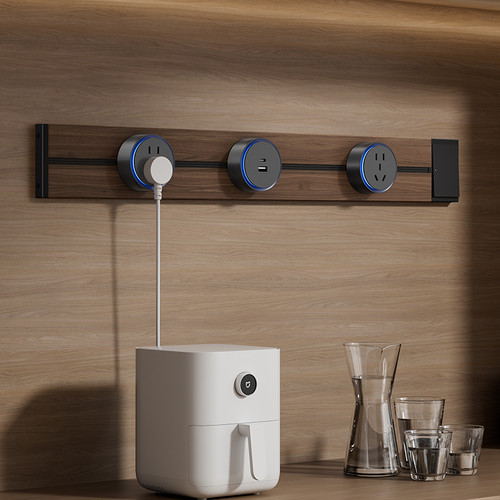 复古木纹轨道插座可移动滑轨电力