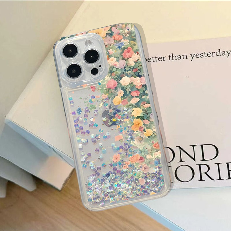 满屏鲜花紫钻流沙手机壳