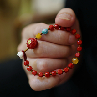 灵火灵云原创灵丹真朱砂手链方糖拉丝雷祖紫微大帝护身平安简约礼