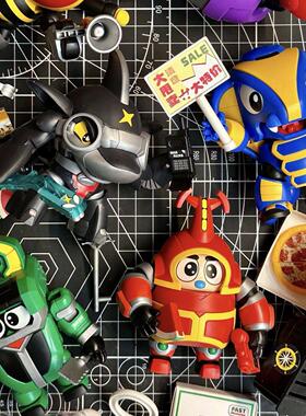 铁甲小宝汽车摆件铁甲小宝卡布达鲨鱼辣椒手办Q版玩具送男友车载