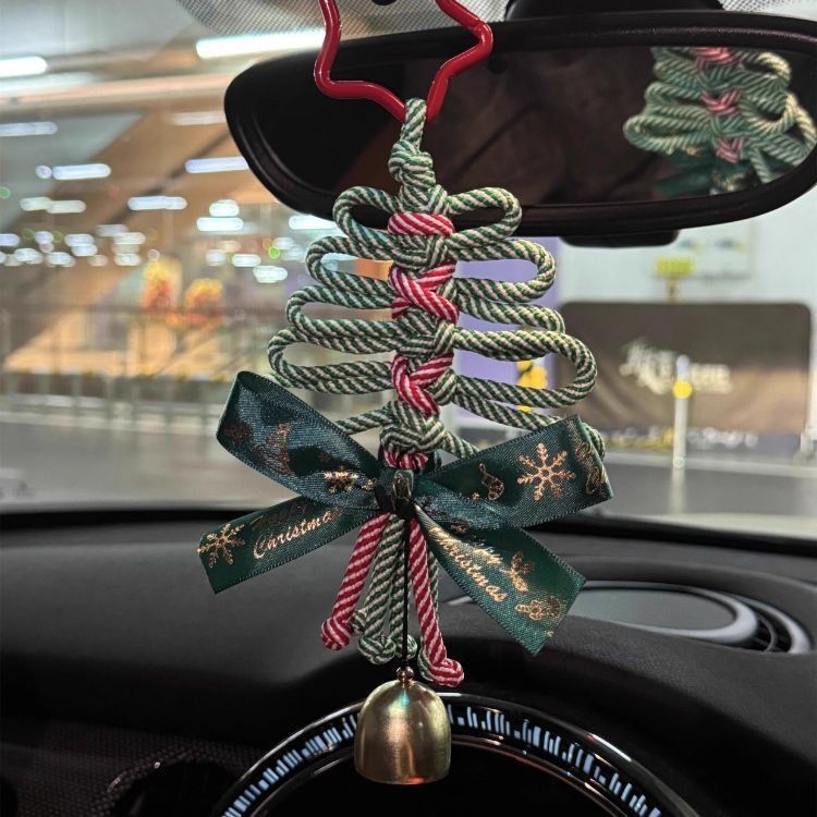 圣诞树车挂ins编绳载挂件