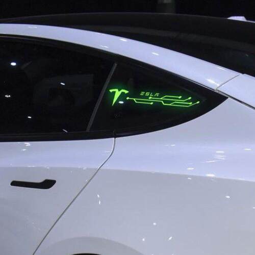 特斯拉拉花特斯拉model3车贴modelY反光贴后三角窗车身装饰拉花个