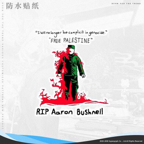 巴勒斯坦反战车贴反战英雄亚伦布什内尔巴勒斯坦贴纸贴墙贴车