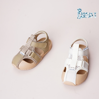 巴托童鞋26夏季新品男孩软底防滑魔术贴学步防踢防水皮凉鞋7508-1