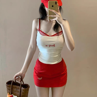 泳衣女网红爆款性感纯欲吊带小胸分体比基尼绝美辣妹装泡温泉泳装