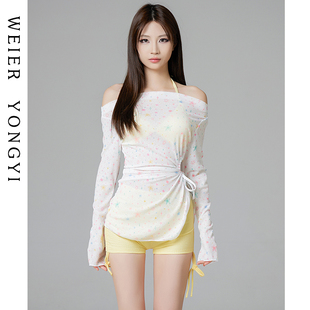 三件套性感纯欲度假泳装 泳衣女款 星星罩衫 分体长袖 高级感2025新款