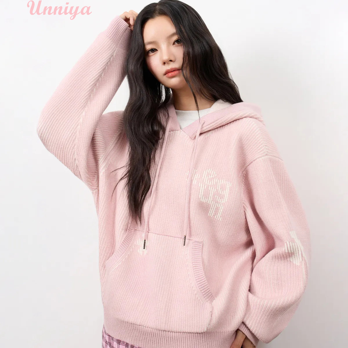 韩国代购euggen连帽针织衫