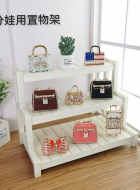 娃屋原创娃屋家具6分BJD SD小布blythe白色置物架鞋包展示架