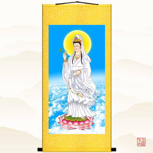 白衣观世音菩萨佛像画卷轴画