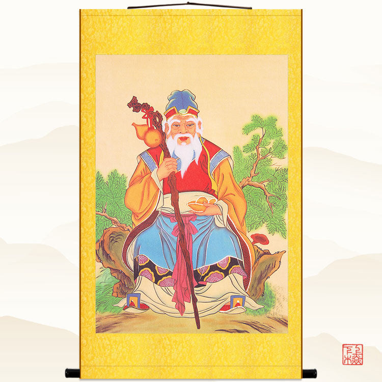 土地爷神像画 张福德正神画像 神仙水陆绢布卷轴挂画装饰画定制