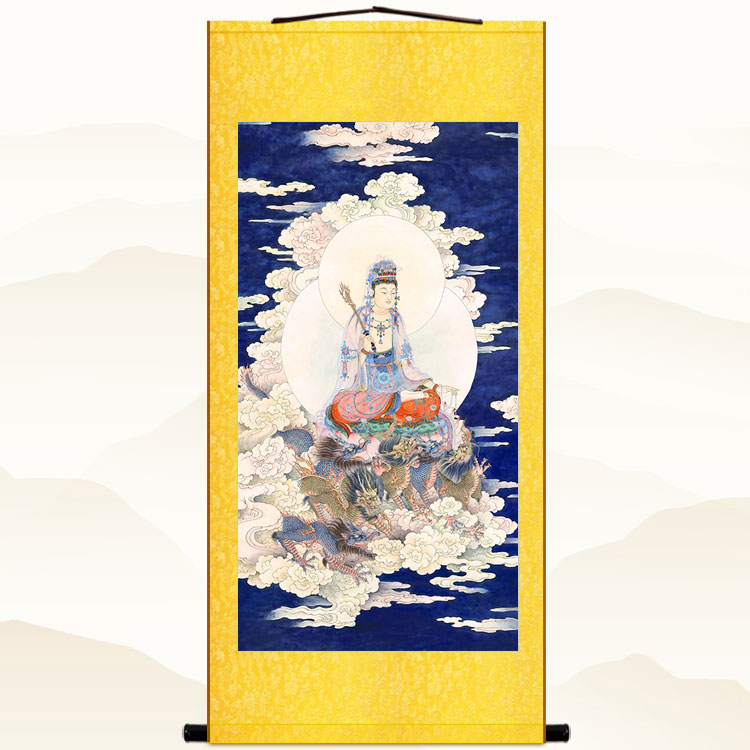 六龙坐骑版大智文殊菩萨佛像画