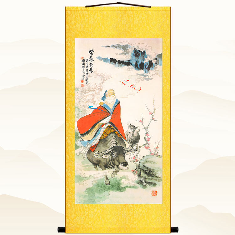 老子出关图紫气东来卷轴挂画