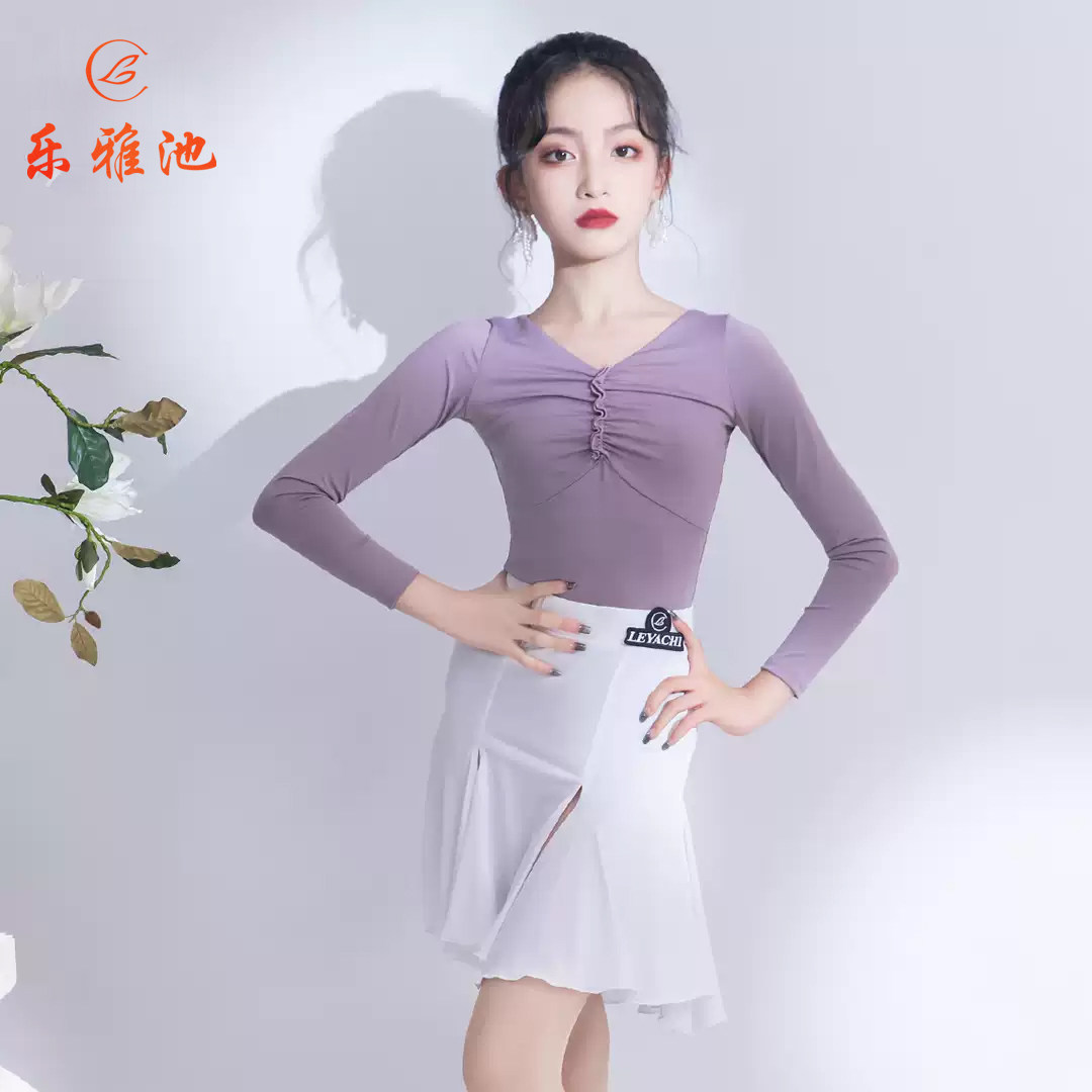 乐雅池女大裙摆拉丁舞服透气吸湿图片