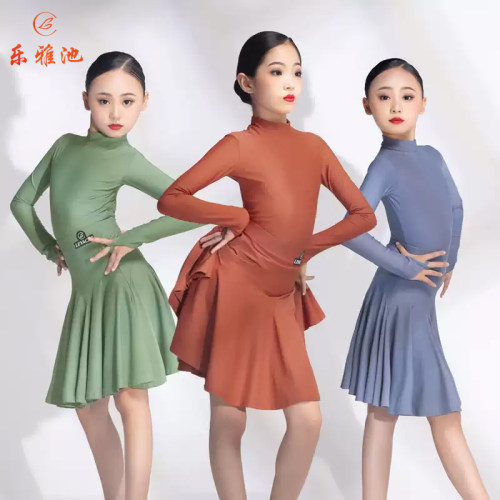 乐雅池小高领拉丁舞服比赛服女童