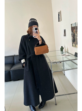 TOO家-季新款法式立领毛呢羊毛外套(配腰带)（含70羊毛）25092765