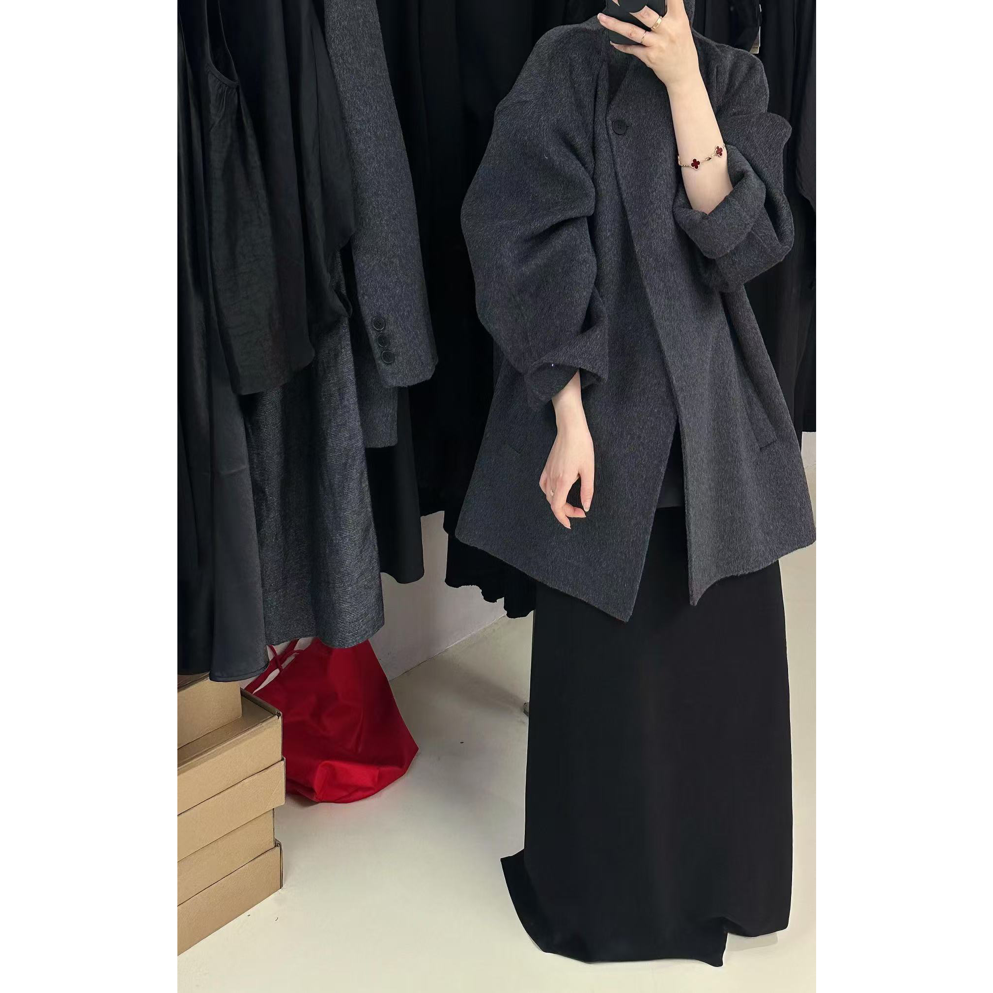 TOO家-款毛呢外套小个子羊毛外套(配腰带)（含100澳毛）250908210