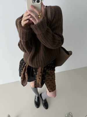 GLOG软糯针织上衣女加厚2025年秋冬韩版慵懒风宽松大码毛衣外穿