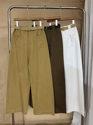 东捷DONGJIE2026腰带简约高腰长裤休闲裤女士春季气质直筒裤6031