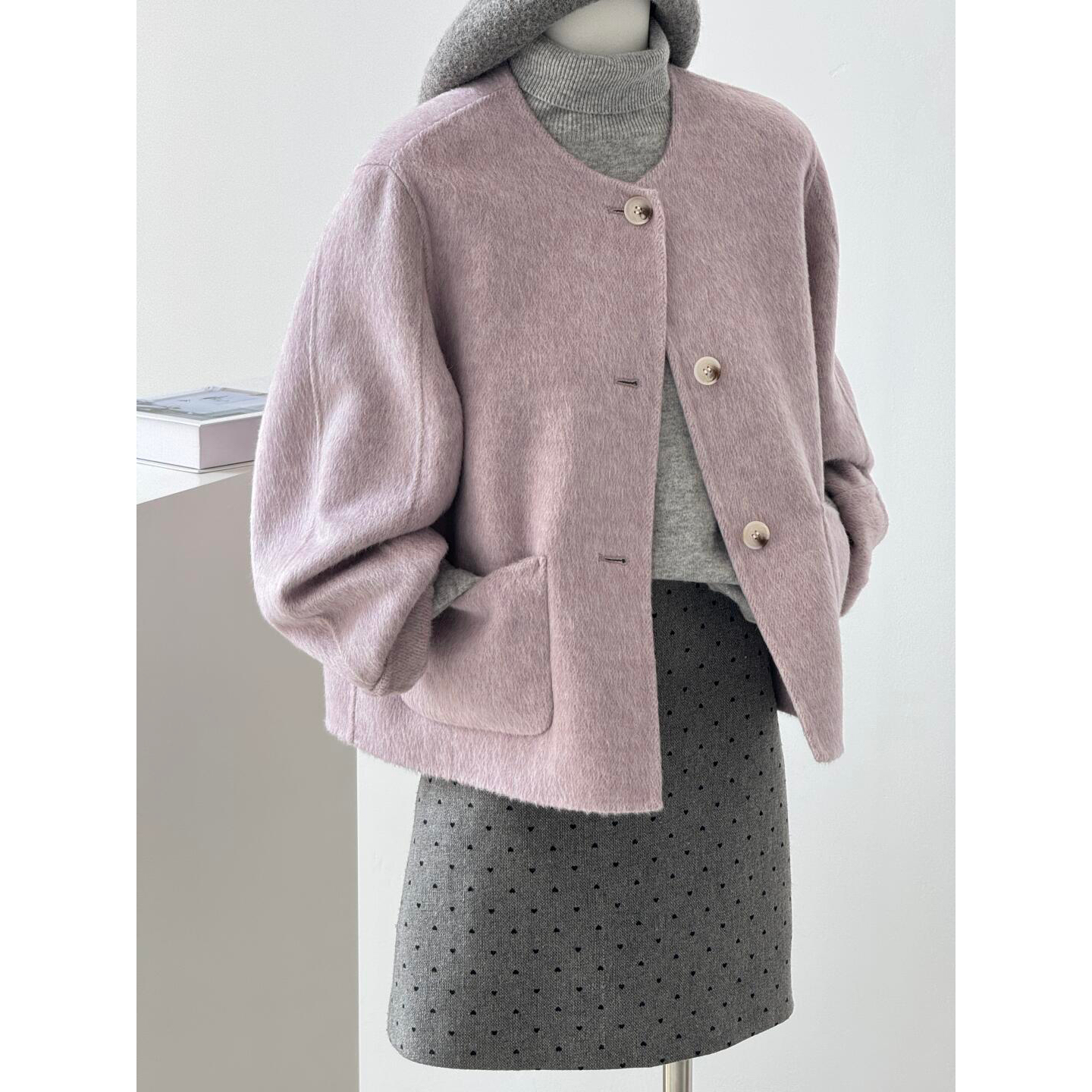 TOO家-内搭cp锁死灰紫色温柔到失语羊毛外套（含100澳毛）25QX321