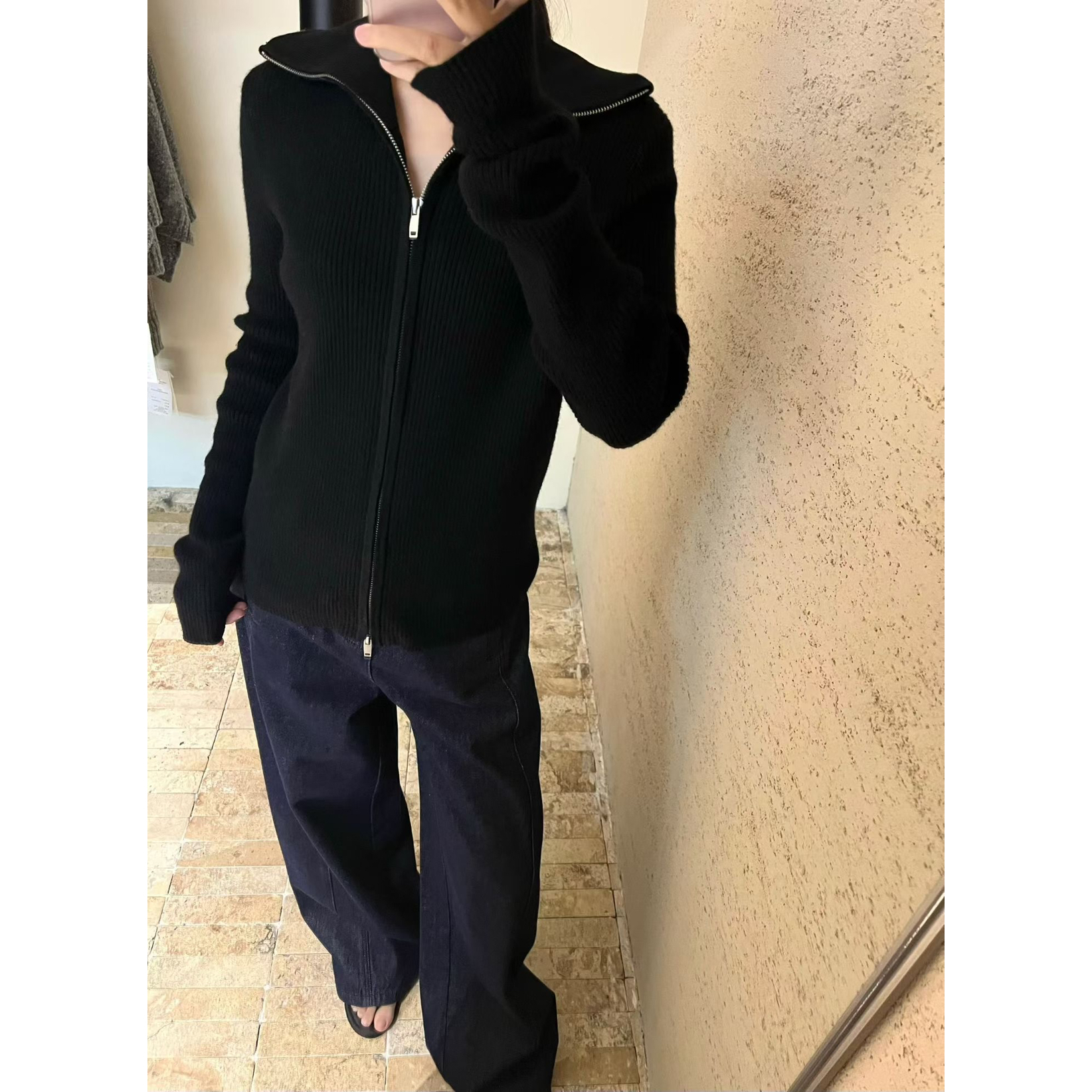 静奢系列-harm极简风轻奢双头拉链毛衣开衫针织开衫(含6羊毛)0818