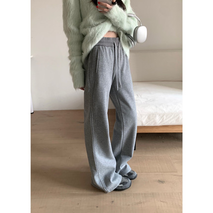 TABLE-超保暖高腰显瘦宽腰头不勒腰系带时尚百搭松弛休闲裤99376