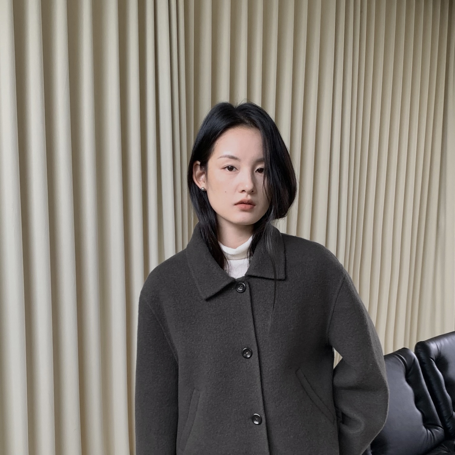 TG高级感复古翻领双面短款羊毛外套（含100羊毛）YS23847