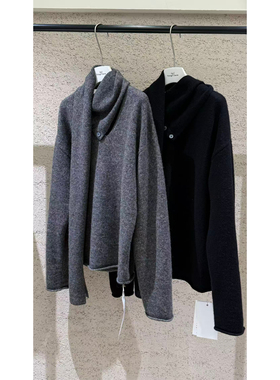 静奢系列-tageCharm极简风轻奢针织衫(配可拆围巾）0707